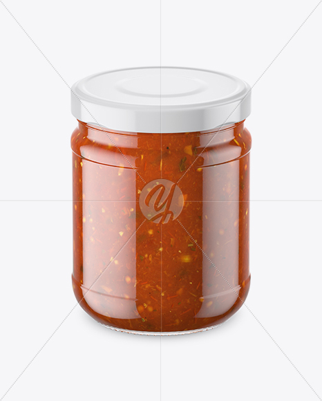 Clear Glass Jar with Bolognese Sauce Mockup (High-Angle Shot)