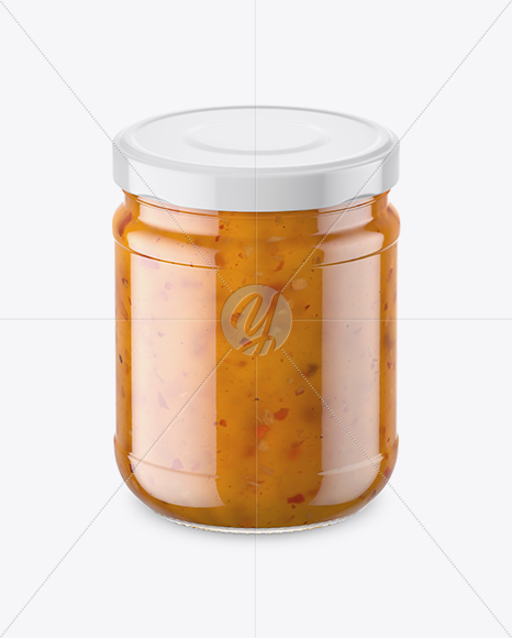 Clear Glass Jar with Sweet & Sour Sauce Mockup (High-Angle Shot)