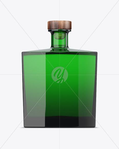 Square Green Glass Bottle Mockup