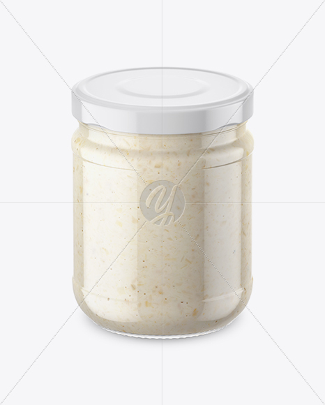 Clear Glass Jar with Horseradish Mockup (High-Angle Shot)