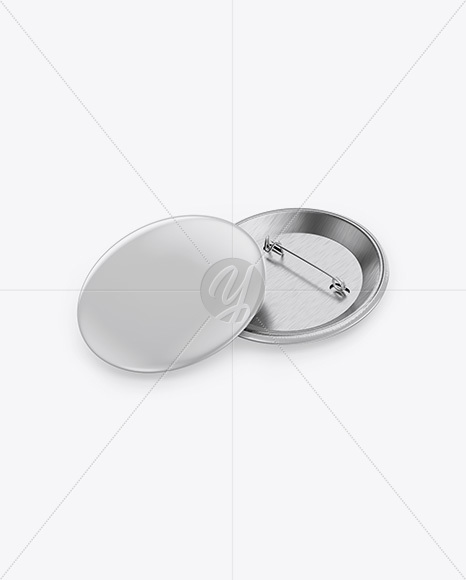 Two Button Pins Mockup - Half Side View (High Angle Shot)