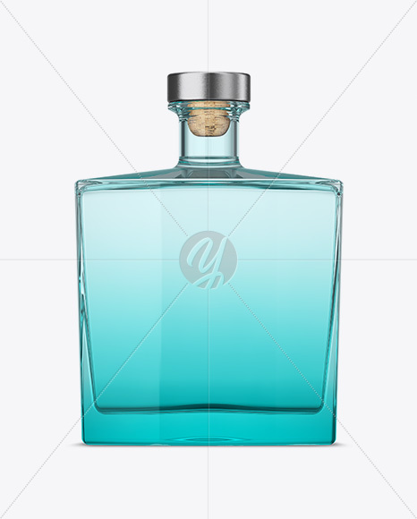 Square Blue Glass Bottle Mockup