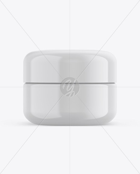 Glossy Plastic Cosmetic Jar Mockup - Front View