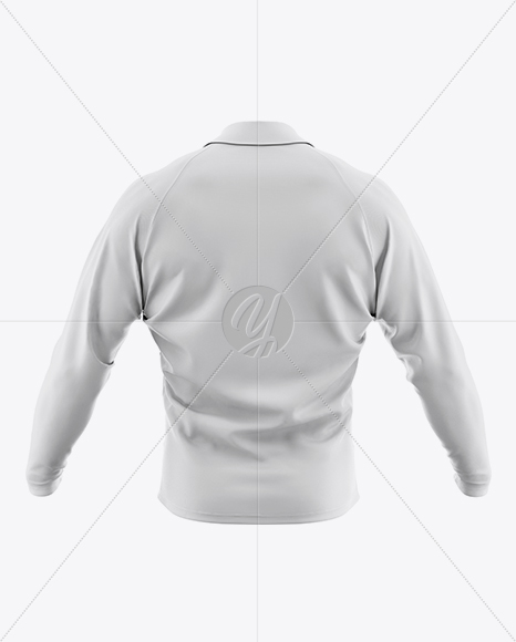 Men&#039;s Polo With Long Sleeve Mockup - Back View