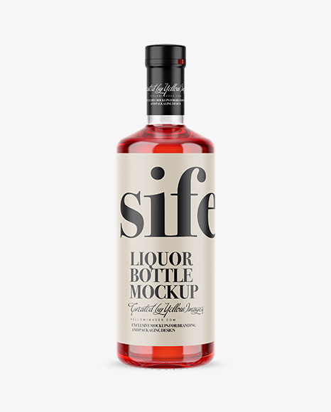 Clear Glass Liquor Bottle with Shrink Band Mockup - Free Download