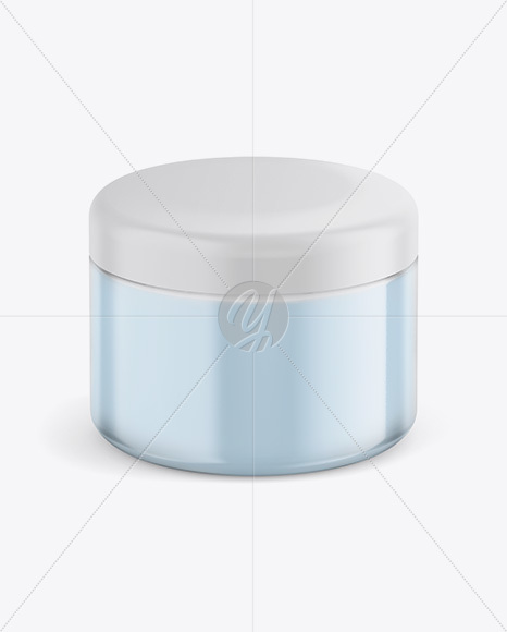 Frosted Glass Cosmetic Jar Mockup - Front View (High-Angle Shot)