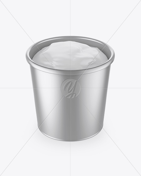 Metallic Ice Cream Cup Mockup (High-Angle Shot)