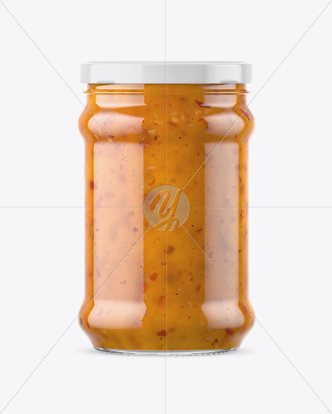 Clear Glass Jar with Sweet & Sour Sauce Mockup