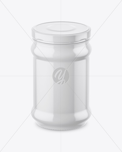 Glossy Sauce Jar Mockup (High-Angle Shot)