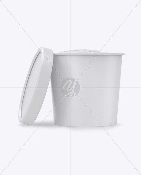 Opened Matte Ice Cream Cup With Cap Mockup