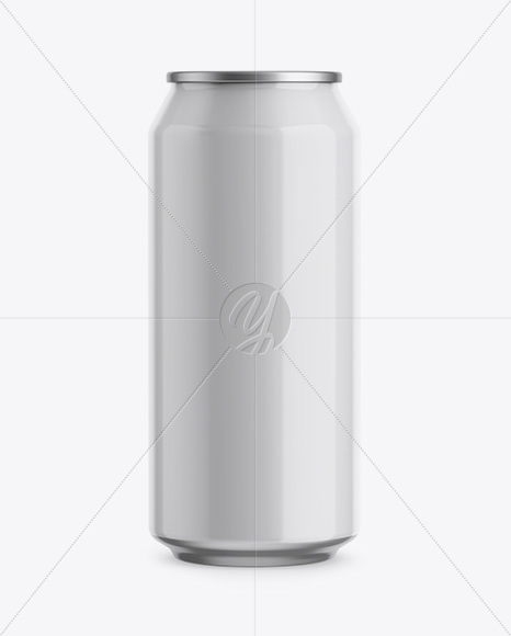 440ml Glossy Aluminium Can Mockup - Front View (Eye-Level Shot)