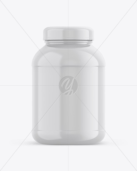 Glossy Plastic Protein Jar Mockup - Front View