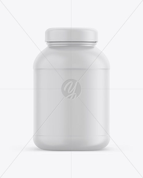 Matte Plastic Protein Jar Mockup - Front View