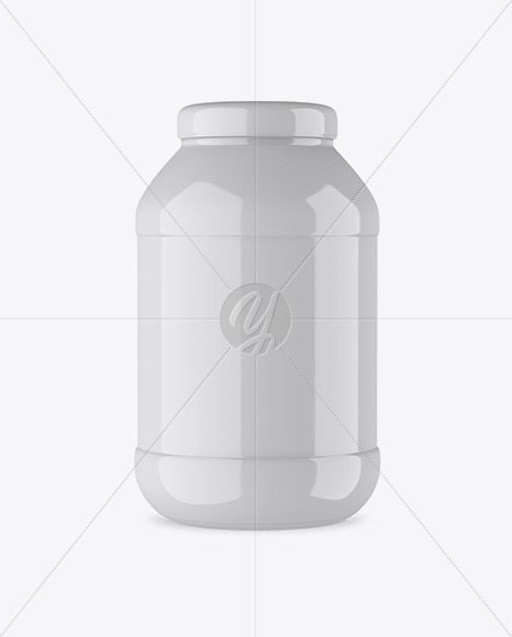 Glossy Protein Jar W/ Shrink Sleeve Mockup