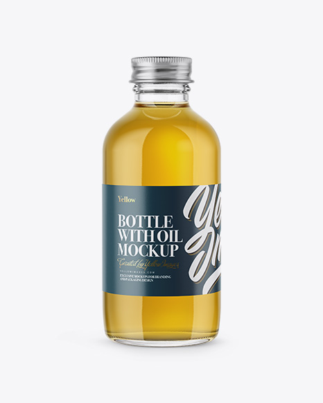 Glass Bottle with Oil Mockup