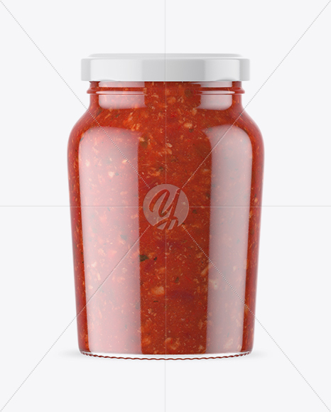 Clear Glass Jar with Meat Sauce Mockup