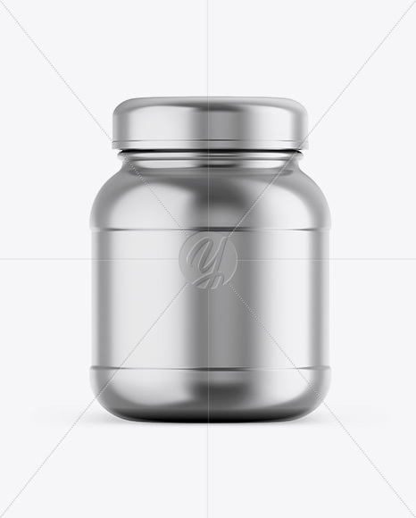 Metallic Protein Jar Mockup - Front View