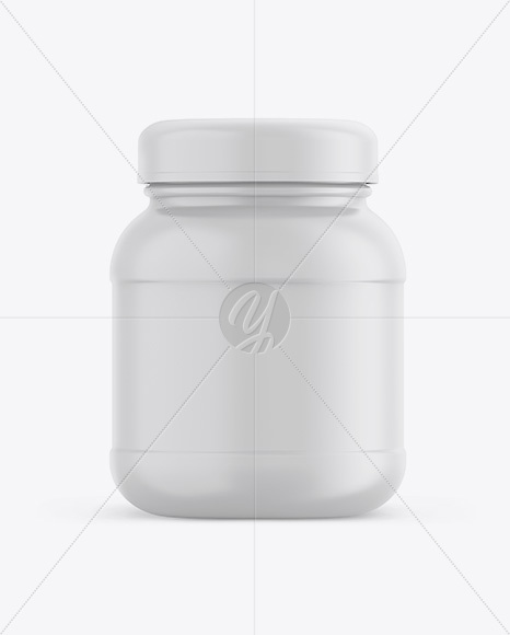 Matte Plastic Protein Jar Mockup - Front View