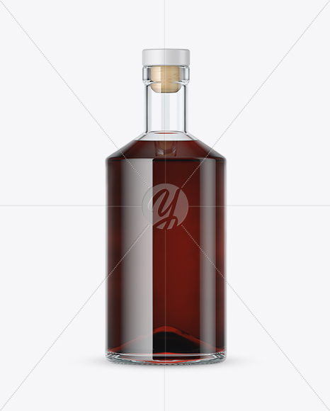 Clear Glass Black Rum Bottle Mockup