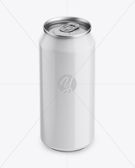 440ml Glossy Aluminium Can Mockup - Front View (High Angle Shot)