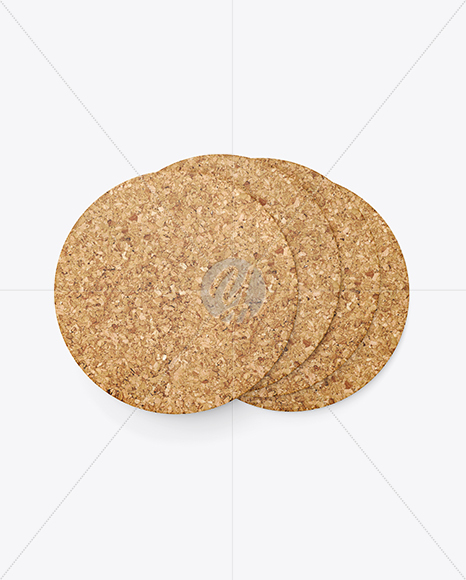 Cork Beverage Coasters Mockup - Top View