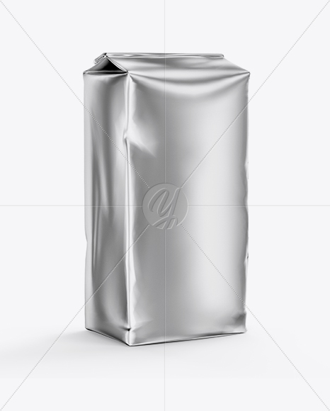 Metallic Flour Bag Mockup - Half Side View