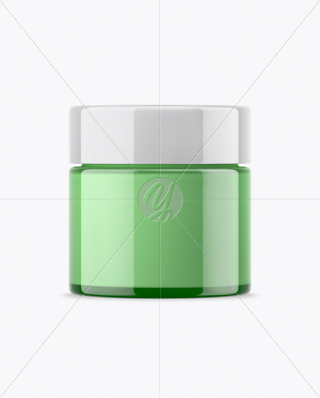 Green Glass Cosmetic Jar Mockup Green Glass Cosmetic Jar Mockup