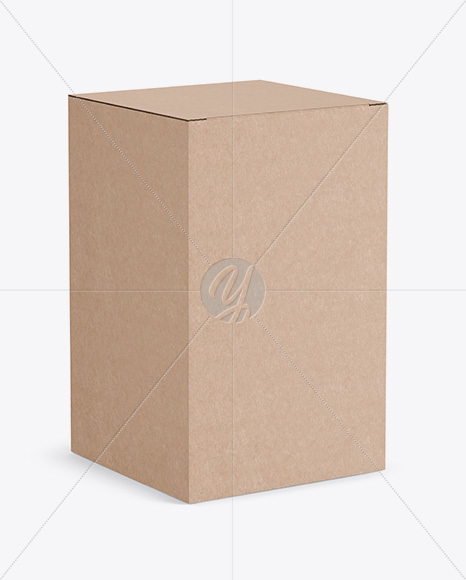 Kraft Paper Box Mockup - Half Side View (high-angle shot)