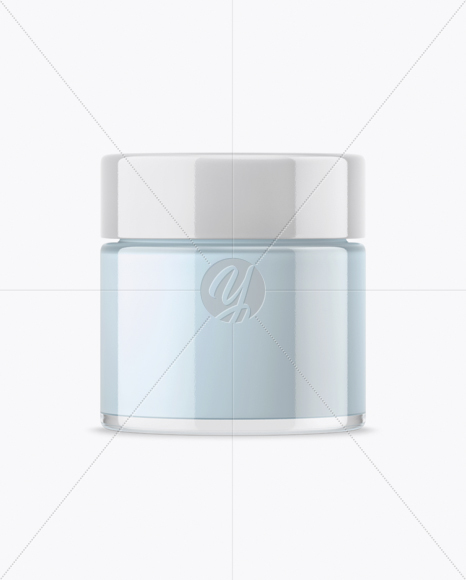 Clear Glass With Blue Cream Jar Mockup