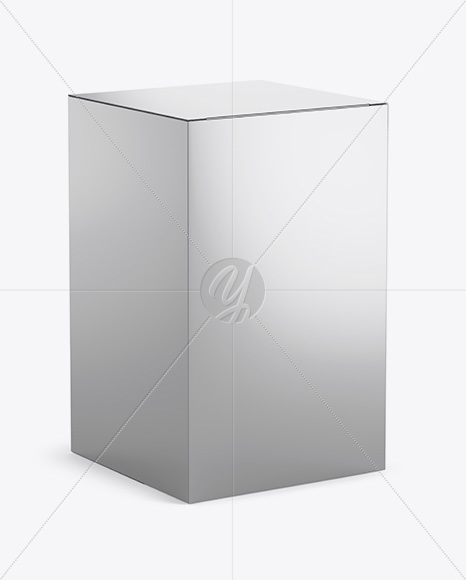 Metallic Paper Box Mockup - Half Side View (high-angle shot)