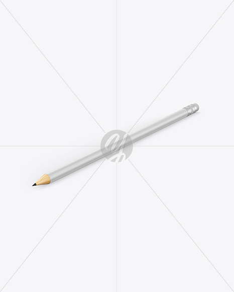 Round Pencil W/ Eraser Mockup - Half Side View