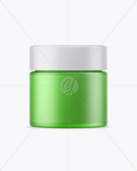 Green Frosted Glass Cosmetic Jar Mockup