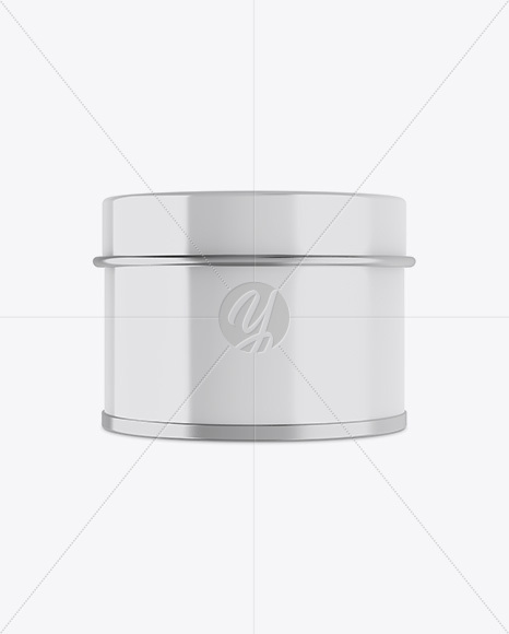 Glossy Round Tin Box Mockup - Front View