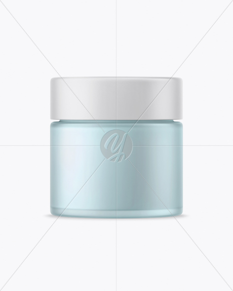 Blue Frosted Glass Cosmetic Jar Mockup Blue Frosted Glass Cosmetic Jar Mockup
