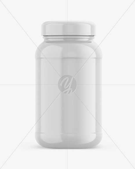 Glossy Plastic Protein Jar Mockup - Front View