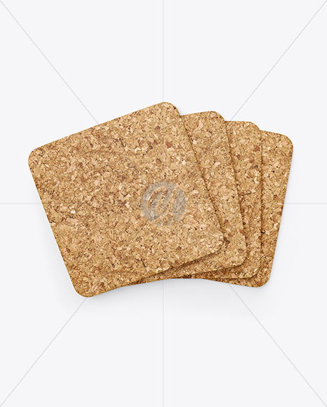 Cork Beverage Coasters Mockup - Top View