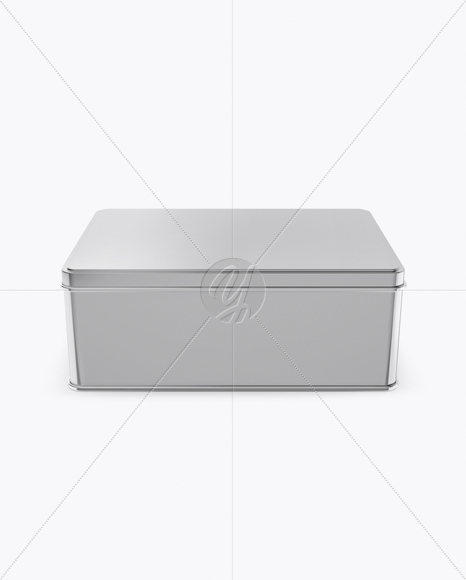 Metallic Tin Box Mockup (High-Angle Shot)