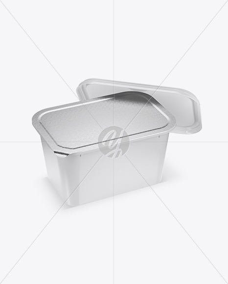 Opened Glossy Plastic Container Mockup - Half Side View