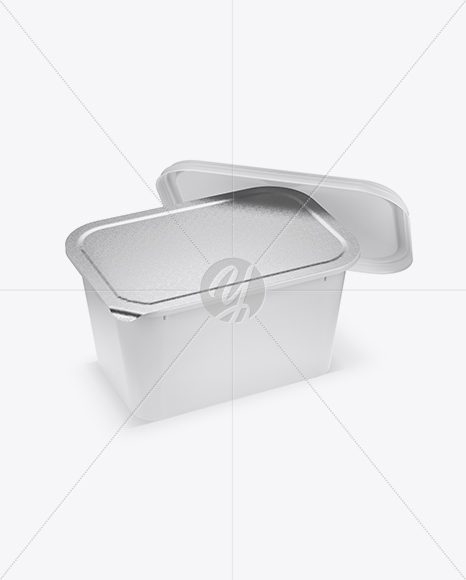 Opened Matte Plastic Container Mockup - Half Side View