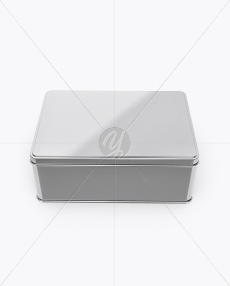 Metallic Tin Box Mockup (High-Angle Shot)