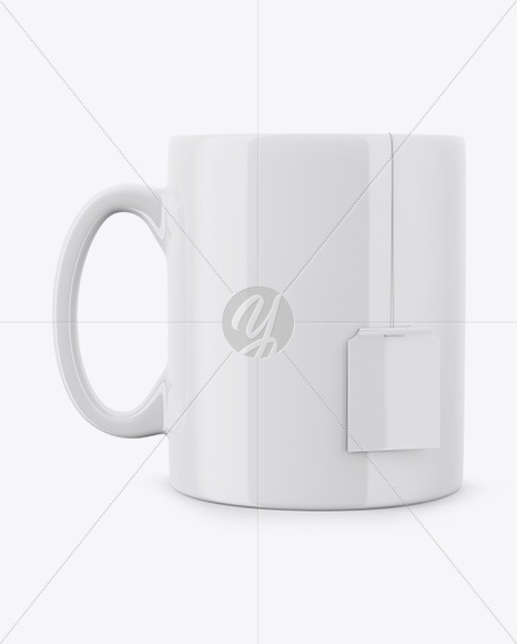 Glossy Mug With Tea Label Mockup - Front View