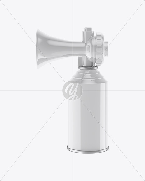 Portable Air Horn Glossy Can Mockup - Half Side View - Free Download