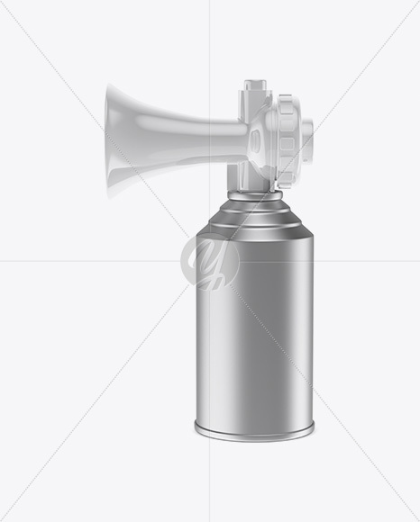 Portable Air Horn Metallic Can Mockup - Half Side View