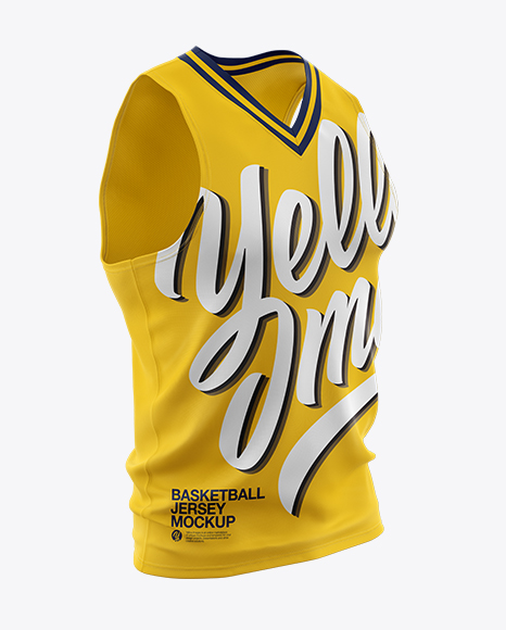 Basketball Jersey With V-Neck Mockup - Half Side View