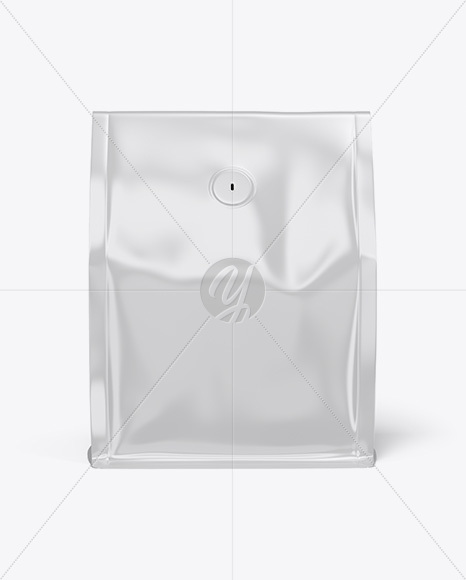 Glossy Coffee Bag With Valve Mockup - Front View