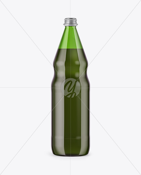 Green Glass Bottle with Dark Drink Mockup