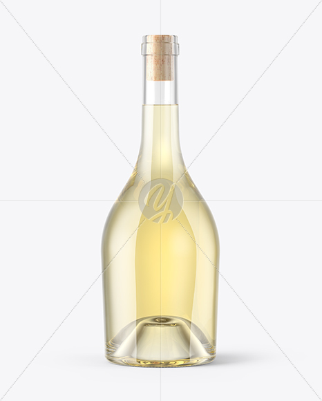 Clear Glass White Wine Bottle With Cork Mockup