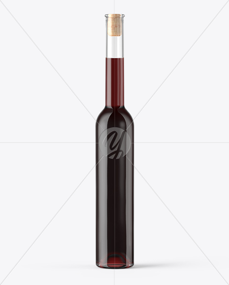 Clear Glass Red Wine Bottle With Cork Mockup