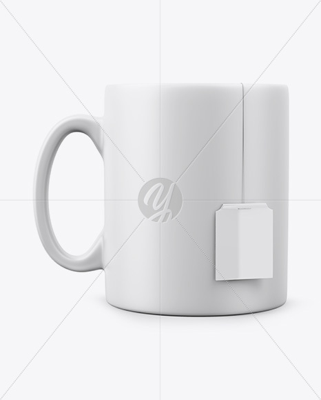 Matte Mug With Tea Label Mockup - Front View