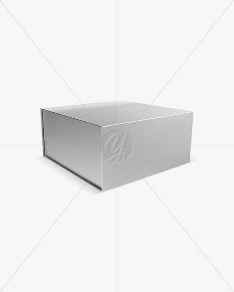 Metallic Box Mockup - Half Side View (High-Angle Shot)